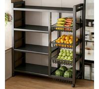 Chariot de rangement à roulettes robuste, organiseur utilitaire à plusieurs niveaux avec paniers en maille, étagères amovibles pour cuisine, garde-manger, épicerie, collations - 90 x 32 x 108 cm