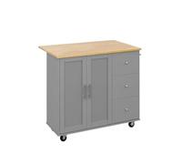 chariot de rangement à roulettes Shintenchi - chariot d'îlot de cuisine roulant avec abattant pliant, barre de petit-déjeuner, grande armoire de rangement chariot à roulettes(Grey-1 Cabinet 3)