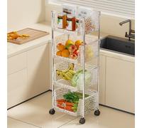 Chariot de rangement à roulettes transparent avec étagères ouvertes pour l'organisation du garde-manger de cuisine, support mobile durable avec roulettes