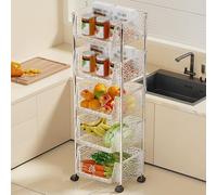 Chariot de rangement à roulettes transparent avec étagères ouvertes pour l'organisation du garde-manger de cuisine, support mobile durable avec roulettes