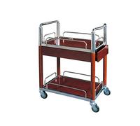 Chariot de rangement à trois niveaux - Chariot de service de style européen en bois massif et acier inoxydable pour hôtels, restaurants et usage domestique - Voiture à dessert roulante