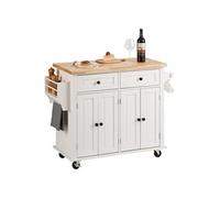 VEVOR Chariot de rangement pour îlot de cuisine 110x45x82,5 cm - 2 armoires, 2 tiroirs - Blanc