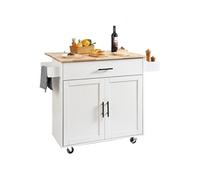 Chariot De Rangement Avec Porte-Epices Pour Îlot De Cuisine 119x69,5x90,5cm