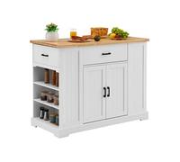 VEVOR Chariot De Rangement Avec Tiroirs Et Étagères Pour Îlot De Cuisine 1173x563x910mm Blanc