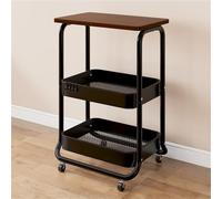 Chariot de Rangement, Chariot Roulant en métal, Support de Rangement à 3 Niveaux avec Roues universelles pour Salon et Chambre à Coucher, Conception multifonctionnelle pour Les Petits espaces