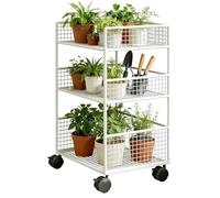 Chariot de rangement - Chariot utilitaire roulant à 3 niveaux, chariot de rangement en métal, chariots mobiles multifonctionnels avec roues | Pour le nettoyage de bureau de cuisine, accessoire de ga