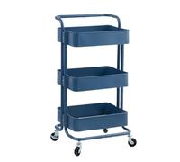 Chariot de Rangement Chariot Utilitaire Roulant À 3 Niveaux, De Rangement for Bureau, Maison, Cuisine Étagère de Cuisine(Dark Blue)
