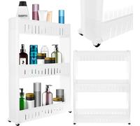 Chariot de rangement compact ISO TRADE pour cuisine, salle de bain, étagère de rangement multifonction avec roulettes (3 étagères, Blanc)