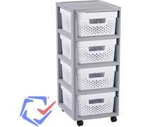 Chariot de rangement - Curver - Infinity - 4x11L - Blanc - Plastique - Tiroirs ajourés