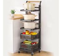 Chariot de rangement de cuisine à 3 niveaux - Étagère mobile avec paniers - Étagère de cuisine peu encombrante pour l'organisation de la maison