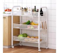 Chariot de rangement de cuisine à 5 niveaux en métal sur roulettes, étagères roulantes pour fruits, légumes, collations, pain - 44 x 27 x 64 cm