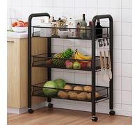 Chariot de rangement de cuisine à 5 niveaux en métal sur roulettes, étagères roulantes pour fruits, légumes, collations, pain - 44 x 27 x 64 cm
