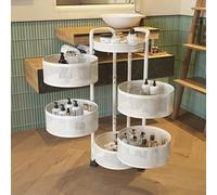 Chariot de rangement de cuisine à 5 niveaux - Support rotatif à 360° sur roulettes roulantes, idéal pour la salle de bain et le salon, design durable avec paniers ménagers pour un accès facile