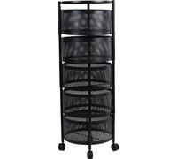 Chariot de rangement de cuisine, design rotatif à 5 niveaux, construction métallique durable, noir cinq couches