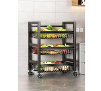 Chariot de rangement de cuisine en métal à 5 étages avec paniers métalliques amovibles et roulettes - Gain de place pour fruits et légumes - Étagère de cuisine mobile