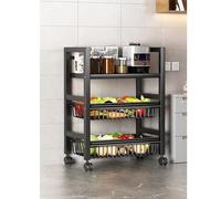 Chariot de rangement de cuisine en métal à 5 niveaux avec paniers métalliques amovibles et roulettes - Design peu encombrant pour fruits et légumes, idéal pour nizer et maximiser l'espace de rangement