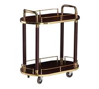 Chariot de rangement en métal durable avec 2 étagères, chariot de cuisine avec 4 roulettes pour hôtel, bar, bureau, salon, cuisine, salle de bain (marron)