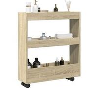 vidaXL Chariot de rangement étroit 3 niveaux chêne sonoma