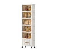 Chariot de rangement étroit à roulettes en plastique peu encombrant étanche avec grande capacité (marron, 135,9 x 32 x 25,9 cm)