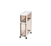 Chariot de rangement étroit avec tiroirs et roulettes transparents - Armoire d'angle pour salle de bain, chambre à coucher, couloir - Organisateur de placard mobile, à 2 niveaux
