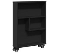 Chariot de rangement étroit noir 48x13x68 cm bois d ingénierie