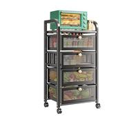 Chariot de rangement fin à roulettes en métal avec panier extractible, étagères de rangement de cuisine peu encombrantes pour salon et cuisine, 85 x 35,5 x 32,5 cm (noir)