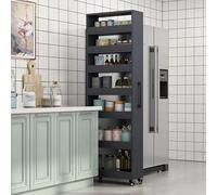 Chariot de rangement fin à roulettes, étagère de cuisine à 7 niveaux, étagère à épices étroite pour réfrigérateur, armoire de rangement compacte pour cuisine et salle à manger