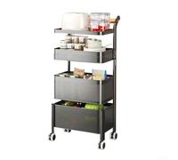 Chariot de rangement fin à roulettes, étagère mobile étroite, utilitaire de cuisine sur pied pour légumes côté réfrigérateur (5 niveaux, noir)