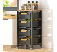 Chariot de rangement fin à roulettes, organisateur en métal pour salon et cuisine, design peu encombrant avec paniers coulissants, étagères multifonctions pour un rangement et une organisation faciles