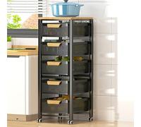 Chariot de rangement fin à roulettes, organisateur en métal pour salon et cuisine, design peu encombrant avec paniers coulissants, étagères multifonctions pour un rangement et une organisation faciles