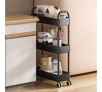 Chariot de rangement fin à roulettes - Organiseur en plastique peu encombrant sur roulettes pour salle de bain, cuisine et buanderie - Chariot mobile pour un rangement facile et pratique, parfait pour