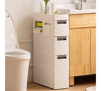 Chariot de rangement fin blanc pour salle de bain avec 3 tiroirs et 4 roulettes - Étagères d'angle compactes - Armoire en plastique peu encombrante pour les petits espaces - Mobilité et nization