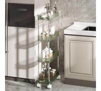 Chariot de rangement fin - Chariot utilitaire mobile à 3 niveaux avec étagères roulantes en acrylique transparent pour une niisation facile dans la cuisine, la salle de bain et le bureau, design peu