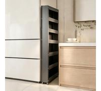 Chariot de rangement fin, organiseur de cuisine extractible avec roulettes, support à roulettes en acier au carbone pour espaces étroits, salle de bain, buanderie, côté réfrigérateur
