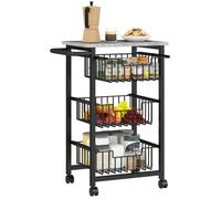 Chariot de rangement - HOMCOM - 4 niveaux - 3 paniers coulissants et plateau - 49,5x31x69cm - acier et MDF - gris clair et noir