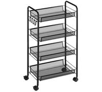 HOMCOM Chariot à 4 niveaux chariot de cuisine avec paniers desserte à roulettes Chariot de rangement roulante 45 x 26,5 x 84 cm Noir