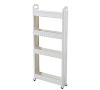 Chariot De Rangement Mince 2/3/4/5 Niveaux, Chariot À Roulettes, Organisateur D'étagères De Rangement Mobile Pour Bureau De Buanderie De Salle De Bain De Cuisine, Plastique, Blanc, Largeur 10cm ( Siz