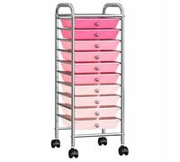 Chariot de Rangement Mobile à 10 Tiroirs Ombre Rose 32 x 36 5 x 90 cm en plastique pour Atelier et Chantier EU303734