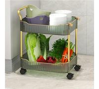 Chariot de rangement mobile en acrylique avec roues verrouillables à 2 niveaux pour salle de bain, cuisine et étude, étagère utilitaire polyvalente pour la maison Vert