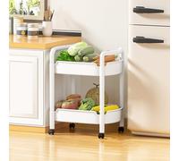 Chariot de rangement multifonction à 4 niveaux pour cuisine et salle de bain, étagère peu encombrante, facile à déplacer, design en plastique durable