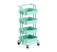 Chariot de rangement multifonction à roulettes avec roues à 360°, étagère d'organisation, construction en acier au carbone durable et boîtes suspendues pour un usage domestique