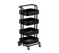 Chariot de rangement multifonction à roulettes avec roues à 360°, étagère d'organisation, construction en acier au carbone durable et boîtes suspendues pour un usage domestique