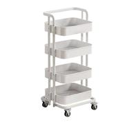 Chariot de rangement multifonction à roulettes avec roues à 360°, étagère d'organisation, construction en acier au carbone durable et boîtes suspendues pour un usage domestique