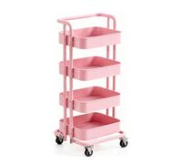 Chariot de rangement multifonction à roulettes avec roues à 360°, étagère d'organisation, construction en acier au carbone durable et boîtes suspendues pour un usage domestique