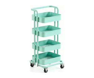 Chariot de rangement multifonction à roulettes avec roues à 360°, étagère d'organisation, construction en acier au carbone durable et boîtes suspendues pour un usage domestique