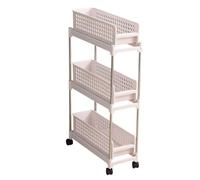 Chariot de Rangement Organisateur Roulant réglable Polyvalent Gain de Place Mince Design Moderne pour Cuisine Salle de Bain Chambre Plastique métal 2800g (3 Couches)
