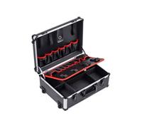 Meister Trolley à outils vide Alu 46x35x19cm – 15+6 compartiments, poignée extensible, 2 roulettes