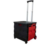 Chariot de Rangement Pliable à 2 Roues avec Couvercle, Chariot de Courses Pratique pour Un Transport Facile, 40 x 40 x 37 cm, Rouge, Vert, Orange