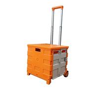 Chariot de Rangement Pliable à 2 Roues avec Couvercle, Chariot de Courses Pratique pour Un Transport Facile, 40 x 40 x 37 cm, Rouge, Vert, Orange