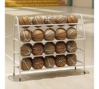 Chariot De Rangement Pour Ballons, Équipement De Portage, Chariot À Ballons En Acier À 4 Niveaux, Avec Roulettes, Support De Rangement Pour Ballons De Basket, Pour Garage, Blanc, 140 Cm (55 Po)